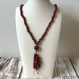 Cinnabar Handmade Gemstone Bead Hand Knotted Healing Mala Necklace